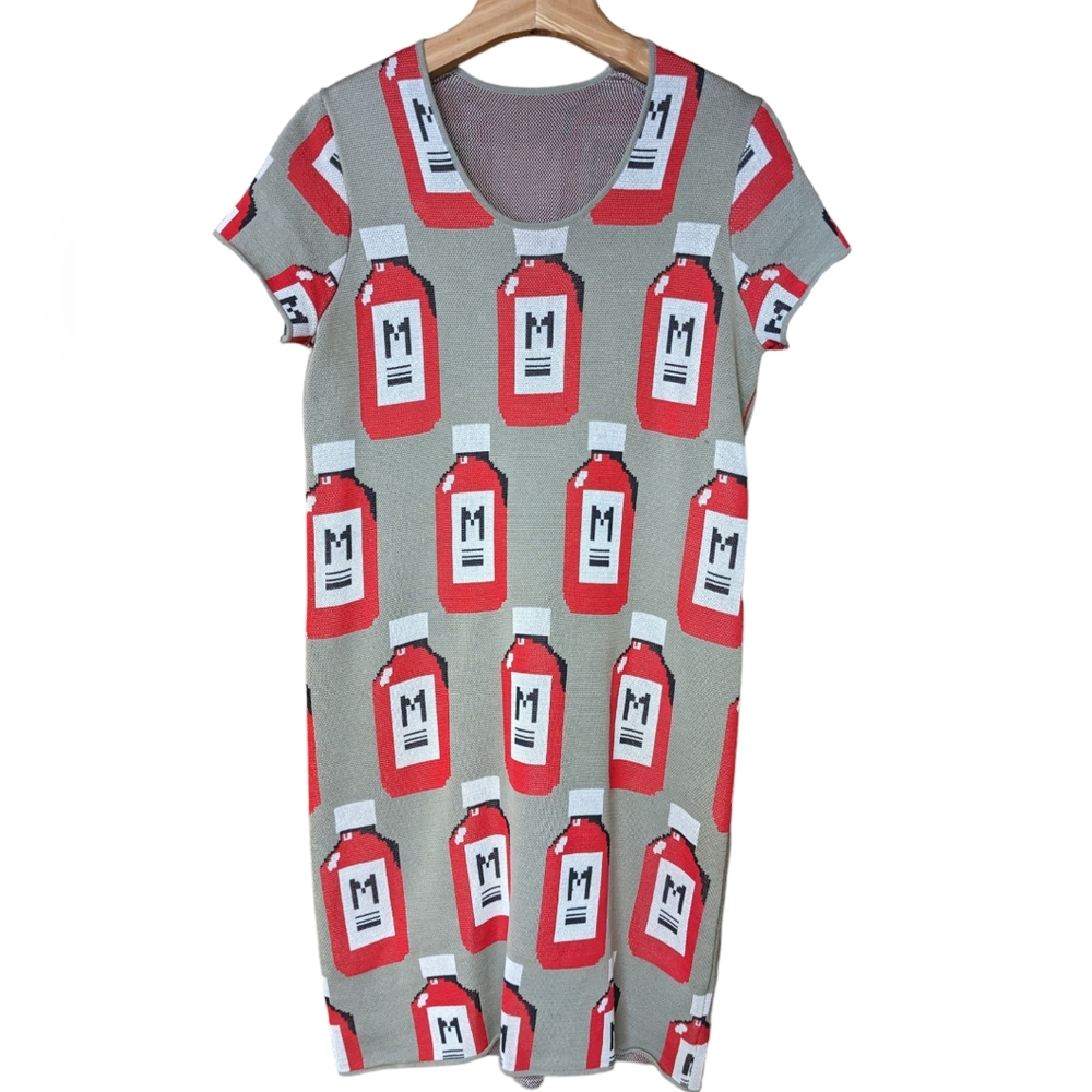 JNBY Pop Art Medicine Bottle Cotton Sweater Dress Size XS